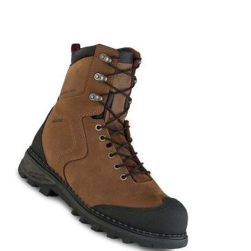 Red Wing Burnside 8-inch Safety Toe Men's Waterproof Boots Brown | ZA 421ILH